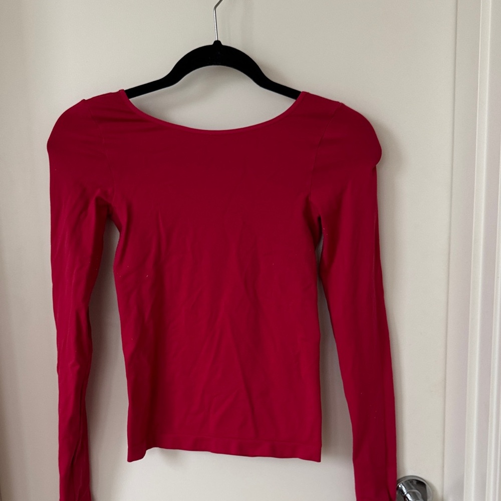 Free People Vibrant Red Long Sleeve Top